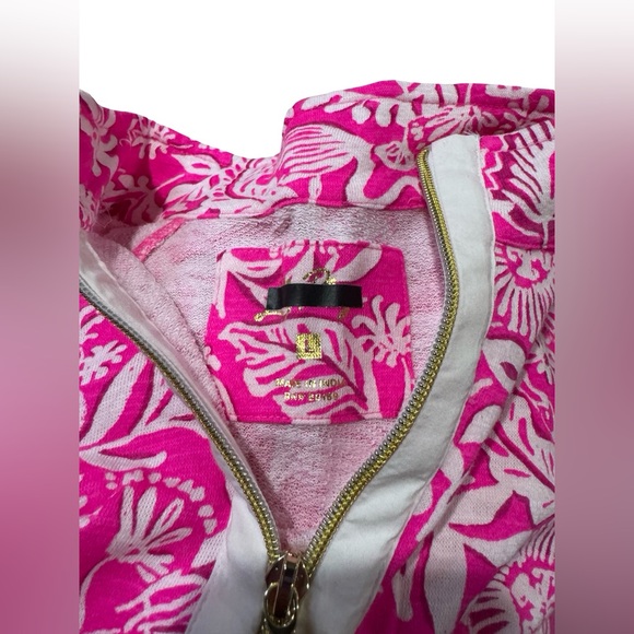 Lilly Pulitzer Ashlee Pullover Passion Pink Floral Print Long Sleeve Large Flaw - Picture 5 of 7